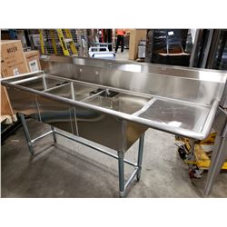 TRIPLE RIGHT DRAINBOARD SINK, 75” X 23.5” X 44”