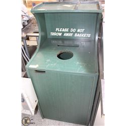 GREEN WOODEN GARBAGE CABINET