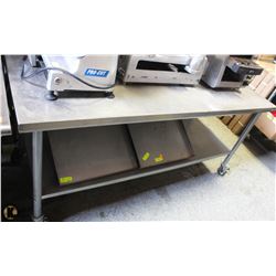 6 FT S/S COMMERCIAL PREP-TABLE W/ CASTORS &