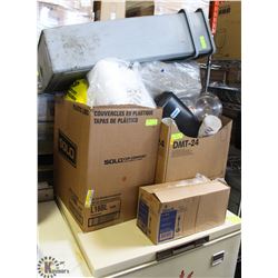 2 GARBAGE CANS & ASSORTED TAKE-OUT CONTAINERS