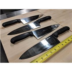 8" BLACK OMCAN MEDIUM BLADE COOK KNIVES - LOT OF 4