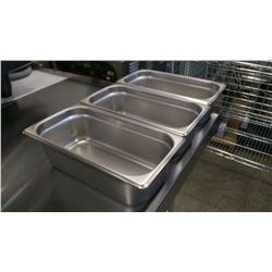 1/3 SIZE, 2.5" DEEP STAINLESS INSERTS - LOT OF 3