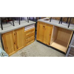 LOT OF 2 WOODEN CABINETS. AS IS