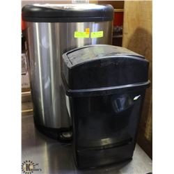 STEP METAL GARBAGE CAN & SMALL BLACK GARBAGE PAIL