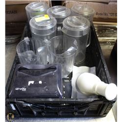 LOT OF 7 PLASTIC BEVERAGE PITCHERS, TABLETOP