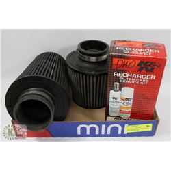2 K&N AIR FILTERS WITH FILTER CARE SERVICE KIT