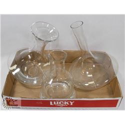 LOT OF 3 WINE DECANTERS