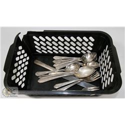 15PC OF ANTIQUE SILVERWARE.