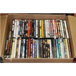 BOX OF ASSORTED DVDS.