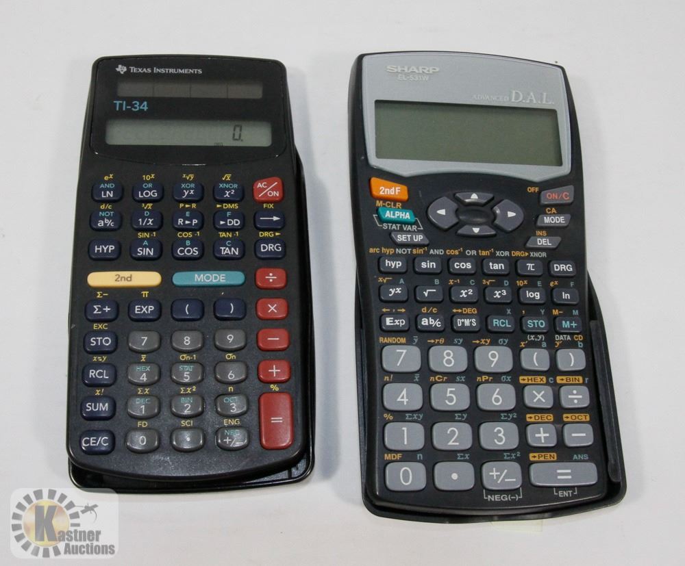 TEXAS INSTRUMENT AND SHARP SCIENTIFIC CALCULATORS.