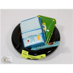 GLASS ASHTRAYS WITH TWO CIGARETTE HARD CASE
