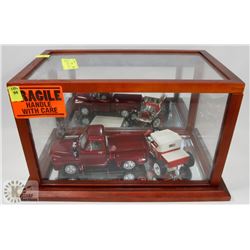 WOOD/GLASS DISPLAY CASE WITH CONTENTS