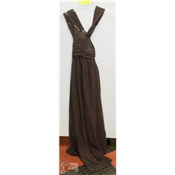 NEW SIZE SMALL BROWN-GREY CHIFFON FLOOR LENGTH