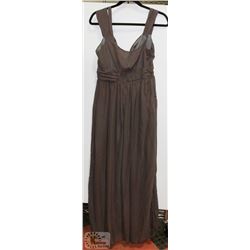NEW SIZE MED BROWN-GREY CHIFFON FLOOR LENGTH