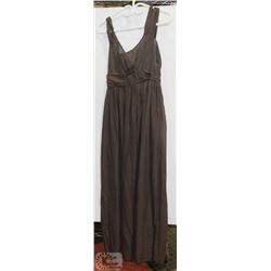 NEW SIZE MED BROWN-GREY CHIFFON FLOOR LENGTH