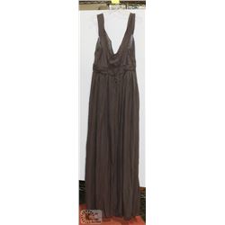 NEW SIZE MED BROWN-GREY CHIFFON FLOOR LENGTH