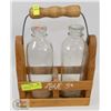 Image 1 : 2 VINTAGE GLASS MILK BOTTLES IN HANDCRAFTED