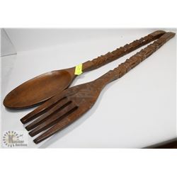 SPOON AND FORK WOOD STYLE 36" LONG