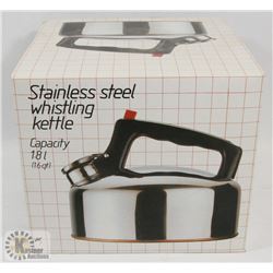 NEW STAINLESS STEEL WHISTLING KETTLE.