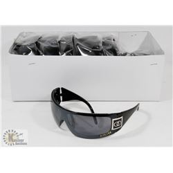 BOX OF BLACK CHANEL STYLE SUNGLASSES.