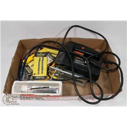 JIGSAW WITH ASSORTED JIGSAW BLADES.