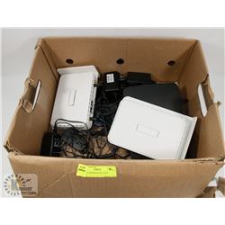 BOX OF ASSORTED ROUTERS.