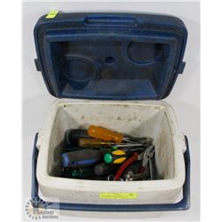 COLEMAN LUNCHBOX WITH TOOLS INCL WRENCHES, PLIERS