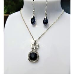 13)  SILVER TONE BLACK & CLEAR SWAROVSKI
