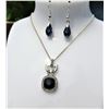 Image 1 : 13)  SILVER TONE BLACK & CLEAR SWAROVSKI