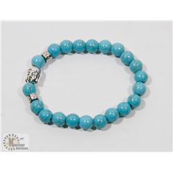 #75-BLUE TURQUOISE BEAD BRACELET 8MM