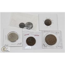 LOT OF ANTIQUE /VINTAGE  ASSORTED WORLD COINS