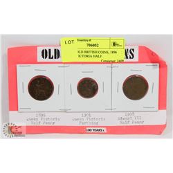 LOT OF OLD BRITISH COINS, 1896 QUEEN VICTORIA HALF