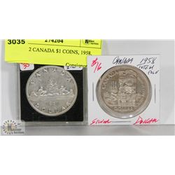 LOT OF 2 CANADA $1 COINS, 1958, 1959