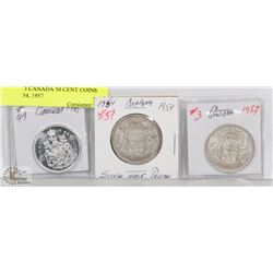 LOT OF 3 CANADA 50 CENT COINS 1965, 1954, 1957