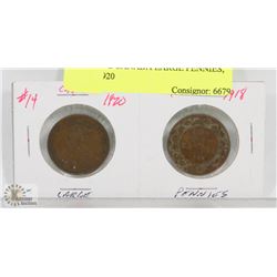 LOT OF 2 CANADA LARGE PENNIES, 1918, 1920