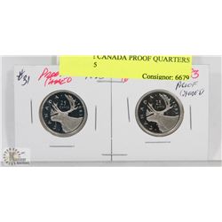 LOT OF 2 CANADA PROOF QUARTERS 1983, 1985