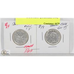 LOT OF 2 CANADA  QUARTERS 1944, 1947