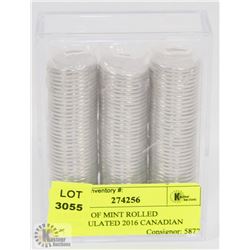 3 ROLLS OF MINT ROLLED UNCIRCULATED 2016 CANADIAN