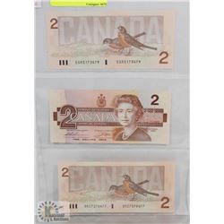 1986 STOCK SHEET CANADA $2 BILLS ROBINS