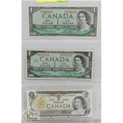 1973, 1967, 1954 CANADA $1 BILLS