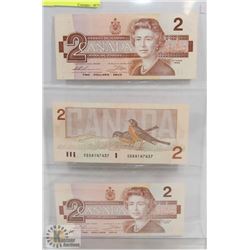 LOT OF 2 CANADA 1986 $2 BILLS