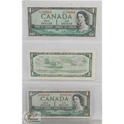 LOT OF 3 1954 CANADA $1 BILLS
