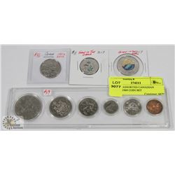 LOT OF ASSORTED CANADIAN COINS, 1969 COIN SET