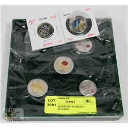 LOT OF ASSORTED CANADA COLORED COINS.
