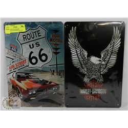 NEW HARLEY DAVIDSON MOTORCYCLES & ROUTE 66 TIN
