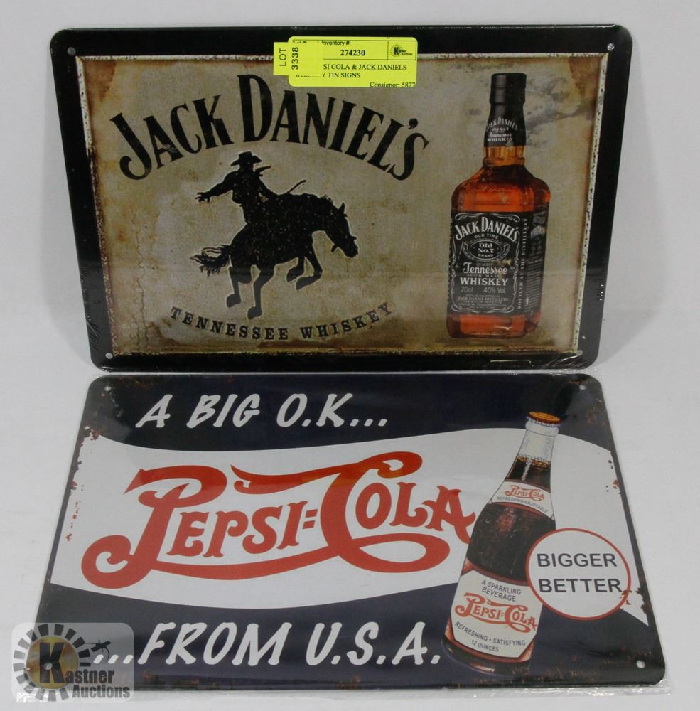 NEW PEPSI COLA & JACK DANIELS WHISKEY TIN SIGNS