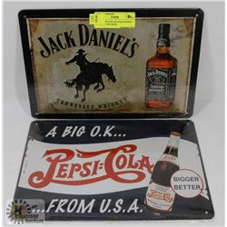 NEW PEPSI COLA & JACK DANIELS WHISKEY TIN SIGNS