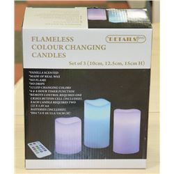 3PK REMOTE COLOR CHANGING CANDLES.
