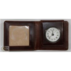 EDDIE BAUER LEATHER FRAME ALARM CLOCK NO BOX