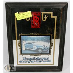 FRAMED ROLLS ROYCE MIRROR PLAQUE - 11"X10".